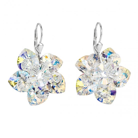 Stříbrné náušnice visací s krystaly Swarovski AB efekt kytička 31130.2 Stříbrné náušnice visací s krystaly Swarovski AB efekt kytička 31130.2