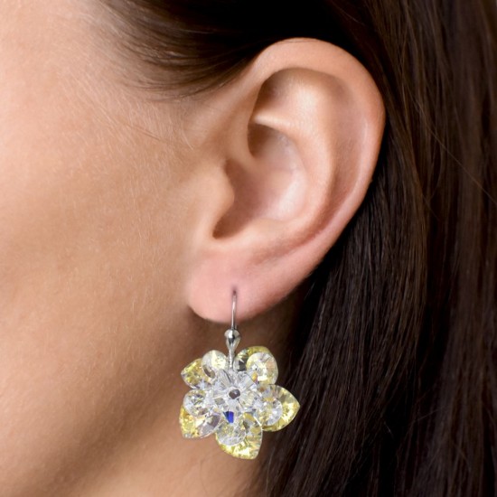 Stříbrné náušnice visací s krystaly Swarovski AB efekt kytička 31130.2 Stříbrné náušnice visací s krystaly Swarovski AB efekt kytička 31130.2