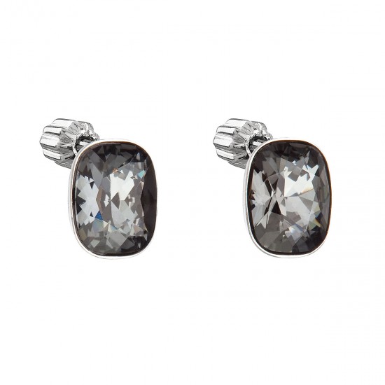 Stříbrné náušnice pecka s krystaly Swarovski černý obdélník 31279.5 Stříbrné náušnice pecka s krystaly Swarovski černý obdélník 31279.5