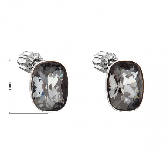 Stříbrné náušnice pecka s krystaly Swarovski černý obdélník 31279.5 Stříbrné náušnice pecka s krystaly Swarovski černý obdélník 31279.5