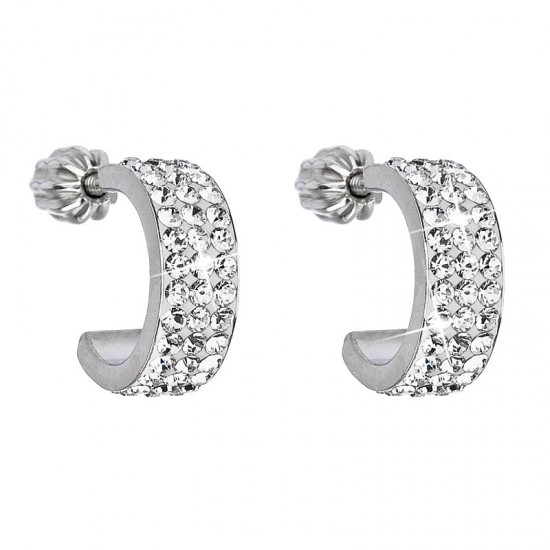 Stříbrné náušnice s krystaly Swarovski bílý půlkruh 31118.1 Stříbrné náušnice s krystaly Swarovski bílý půlkruh 31118.1