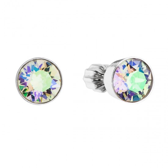 Stříbrné náušnice pecka s krystaly Swarovski zelené kulaté 31113.5 Stříbrné náušnice pecka s krystaly Swarovski zelené kulaté 31113.5