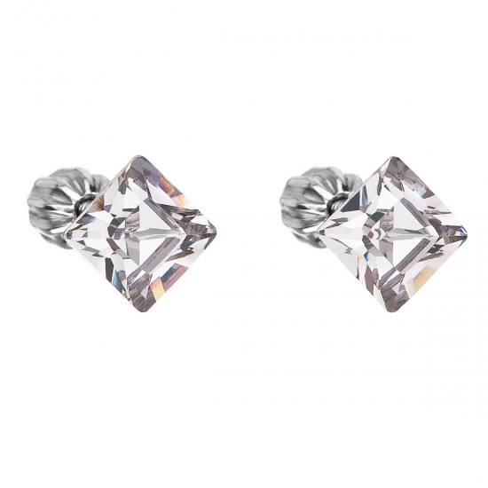 Stříbrné náušnice pecka s krystaly Swarovski šedý čtverec 31065.3 Stříbrné náušnice pecka s krystaly Swarovski šedý čtverec 31065.3