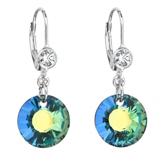 Stříbrné náušnice visací s krystaly Swarovski zelené kulaté 31211.5 sahara Stříbrné náušnice visací s krystaly Swarovski zelené kulaté 31211.5 sahara