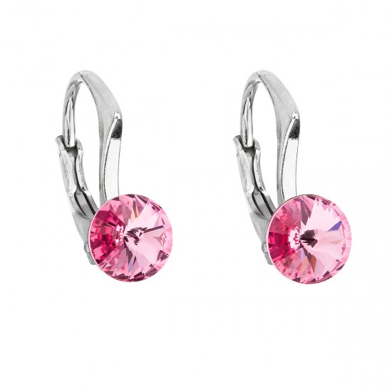 Stříbrné náušnice visací s krystaly Swarovski růžové kulaté 31230.3 Stříbrné náušnice visací s krystaly Swarovski růžové kulaté 31230.3