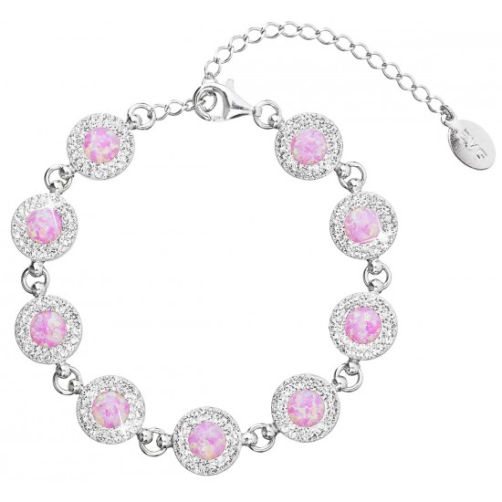 Stříbrný náramek se syntetickým opálem a krystaly Swarovski růžový 33105.1 Stříbrný náramek se syntetickým opálem a krystaly Swarovski růžový 33105.1