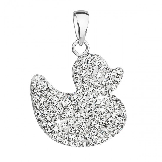 Stříbrný přívěsek s krystaly Swarovski bílá kačenka 34206.1 Stříbrný přívěsek s krystaly Swarovski bílá kačenka 34206.1