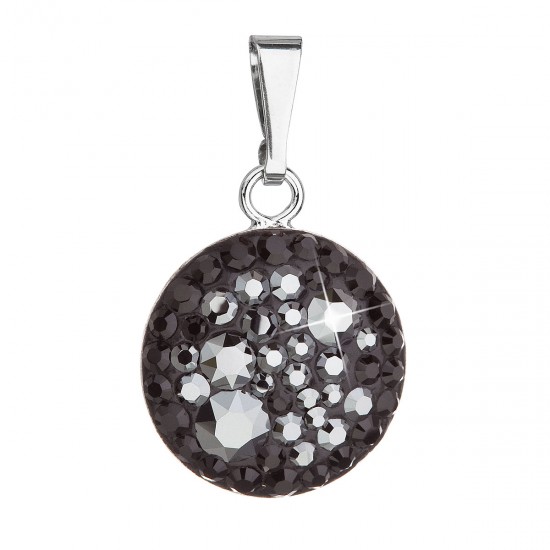Stříbrný přívěsek s krystaly Swarovski černý kulatý 34225.5 hematite Stříbrný přívěsek s krystaly Swarovski černý kulatý 34225.5 hematite