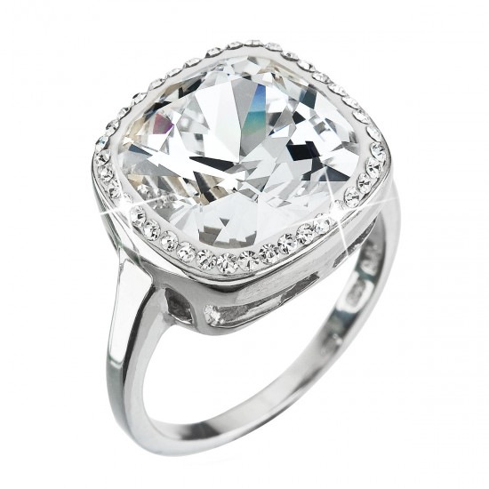 Stříbrný prsten s krystaly Swarovski bílý 35037.1 krystal Stříbrný prsten s krystaly Swarovski bílý 35037.1 krystal