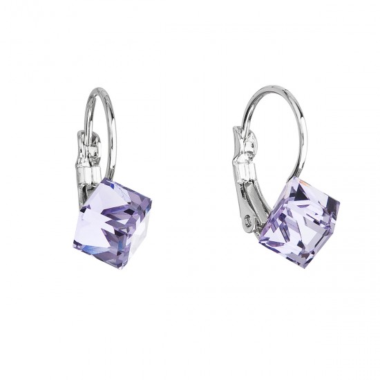 Náušnice bižuterie se Swarovski krystaly fialové kostička 51025.3 Náušnice bižuterie se Swarovski krystaly fialové kostička 51025.3