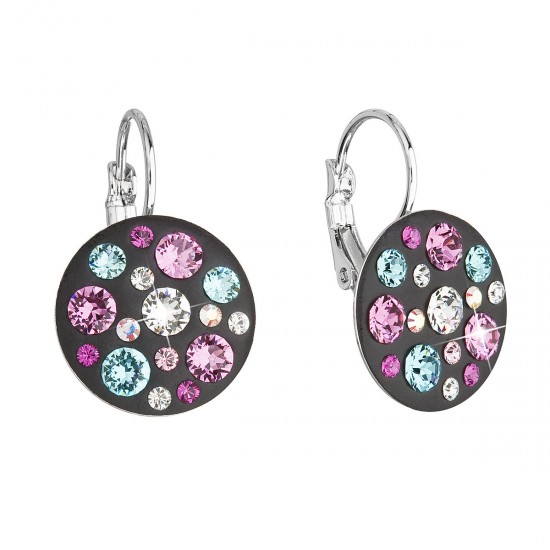 Náušnice bižuterie se Swarovski krystaly fialové kulaté 51034.3 jet mix Náušnice bižuterie se Swarovski krystaly fialové kulaté 51034.3 jet mix