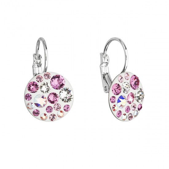 Náušnice bižuterie se Swarovski krystaly růžové kulaté 51035.3 Náušnice bižuterie se Swarovski krystaly růžové kulaté 51035.3