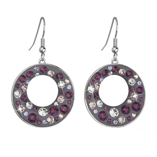 Náušnice bižuterie se Swarovski krystaly fialové kulaté 51040.3 plum Náušnice bižuterie se Swarovski krystaly fialové kulaté 51040.3 plum