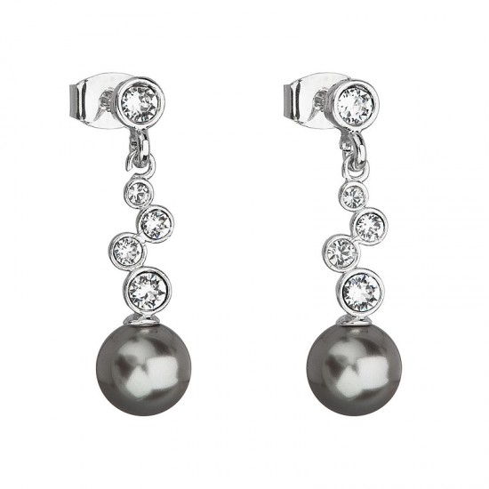 Náušnice bižuterie se Swarovski krystaly šedé kulaté 51058.3 Náušnice bižuterie se Swarovski krystaly šedé kulaté 51058.3