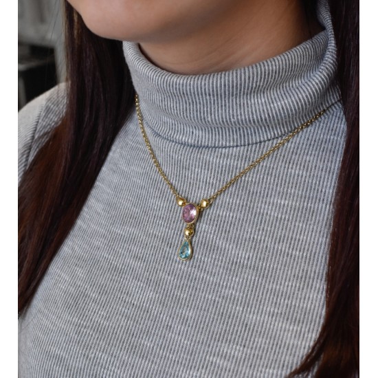 Stříbrný náhrdelník s krystaly Swarovski barevná kapka 72051.3 Stříbrný náhrdelník s krystaly Swarovski barevná kapka 72051.3