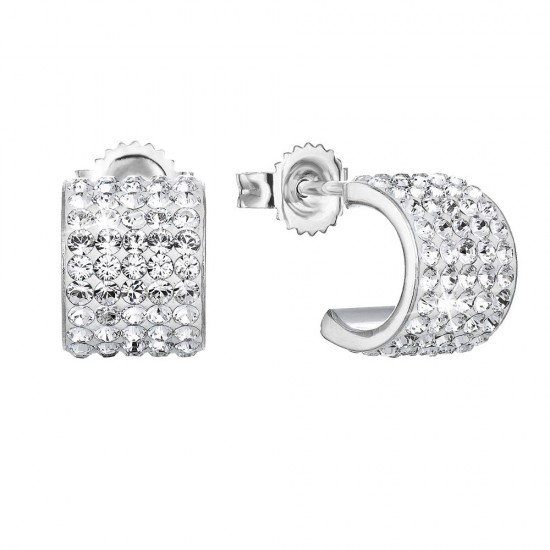 Stříbrné náušnice visací s krystaly Swarovski bílý půlkruh 71077.1 Stříbrné náušnice visací s krystaly Swarovski bílý půlkruh 71077.1