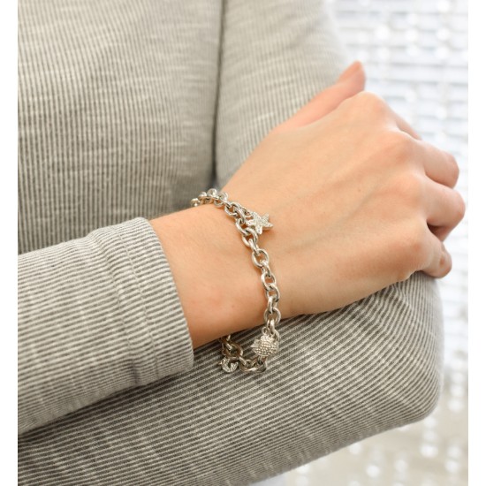 Stříbrný náramek s krystaly Swarovski a přívěsky 73032.1 Stříbrný náramek s krystaly Swarovski a přívěsky 73032.1