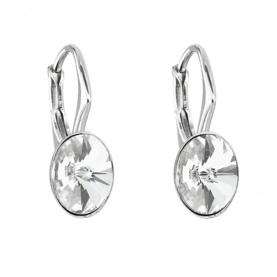 Stříbrné náušnice visací s krystaly Swarovski bílý ovál 31276.1 Stříbrné náušnice visací s krystaly Swarovski bílý ovál 31276.1