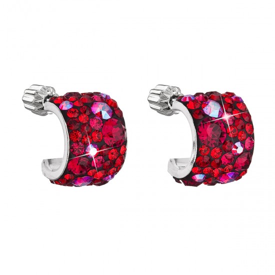 Stříbrné náušnice visací s krystaly Swarovski červený půlkruh 31280.3 cherry Stříbrné náušnice visací s krystaly Swarovski červený půlkruh 31280.3 cherry