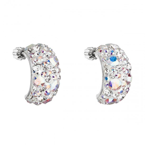 Stříbrné náušnice visací s krystaly Swarovski ab efekt půlkruh 31164.2 Stříbrné náušnice visací s krystaly Swarovski ab efekt půlkruh 31164.2