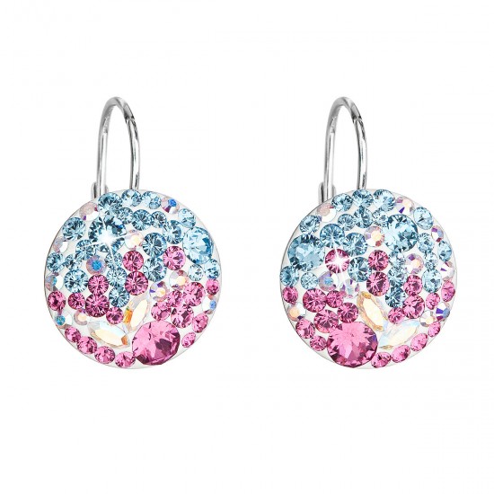 Stříbrné náušnice visací s krystaly Swarovski mix barev kulaté 31176.3 water lilly Stříbrné náušnice visací s krystaly Swarovski mix barev kulaté 31176.3 water lilly