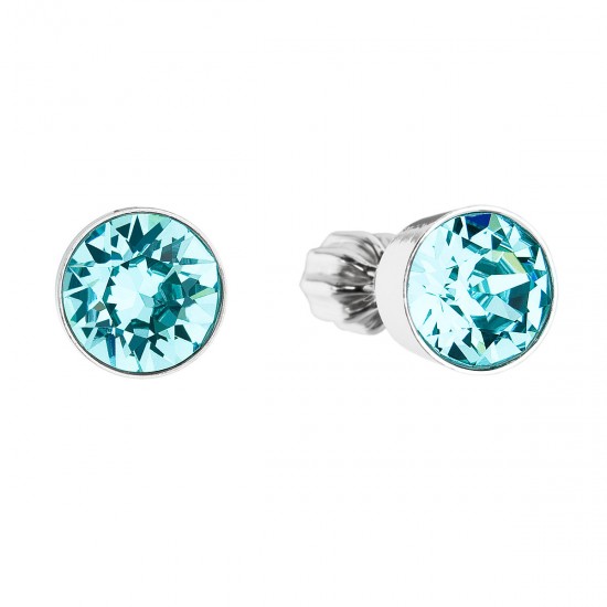 Stříbrné náušnice pecka s krystaly modré kulaté 31113.3 light turquoise Stříbrné náušnice pecka s krystaly modré kulaté 31113.3 light turquoise