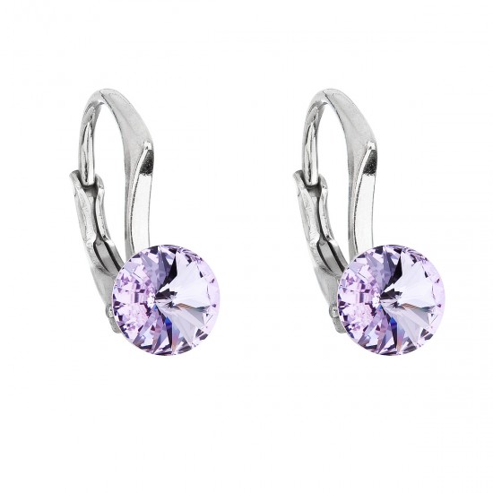 Stříbrné náušnice visací s krystaly Swarovski fialové kulaté 31230.3 violet Stříbrné náušnice visací s krystaly Swarovski fialové kulaté 31230.3 violet