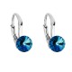 Stříbrné náušnice visací s krystaly Swarovski modré kulaté 31230.5 bermuda blue Stříbrné náušnice visací s krystaly Swarovski modré kulaté 31230.5 bermuda blue