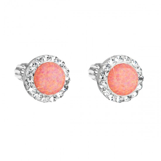 Stříbrné náušnice pecky se syntetickým opálem a krystaly Swarovski oranžové kulaté 31317.1 Stříbrné náušnice pecky se syntetickým opálem a krystaly Swarovski oranžové kulaté 31317.1