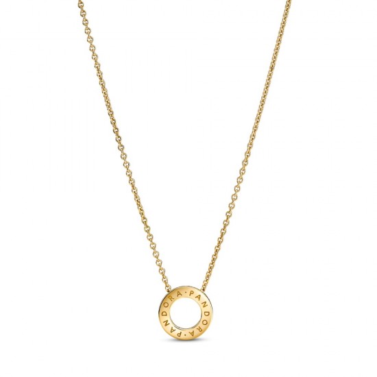 Krátký náhrdelník Pavé kroužek s logem Pandora
